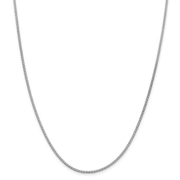 1.8mm, 14k White Gold, Flat Wheat Chain Necklace, 16 Inch - Picture 3 of 8